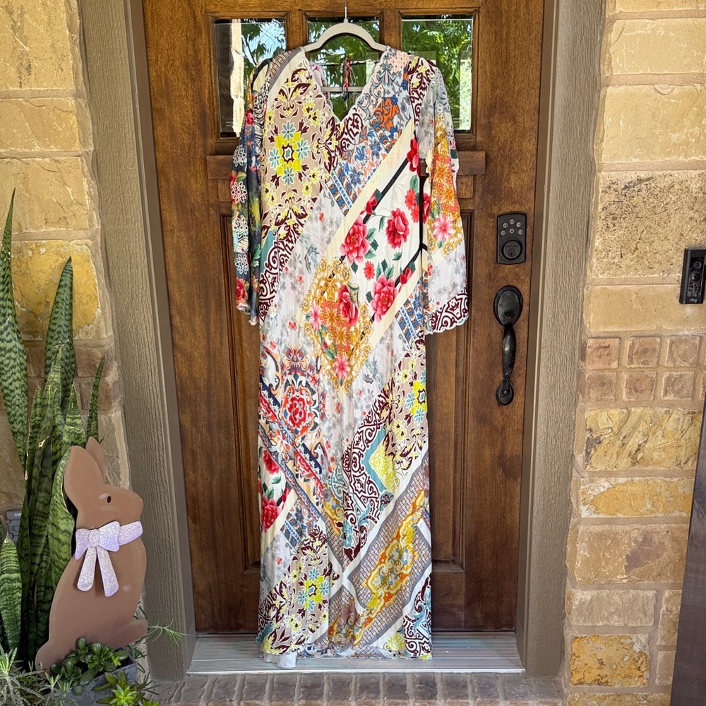 Johnny Was Colorful Patchwork Maxi Dress